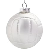 Hanging Christmas Ornaments 2025, Handcrafted Glass Blown Xmas Tree Decorations Holiday Ornaments Funny Gifts Collectible Winter Festival Decor for Home Party, Silver Volleyball