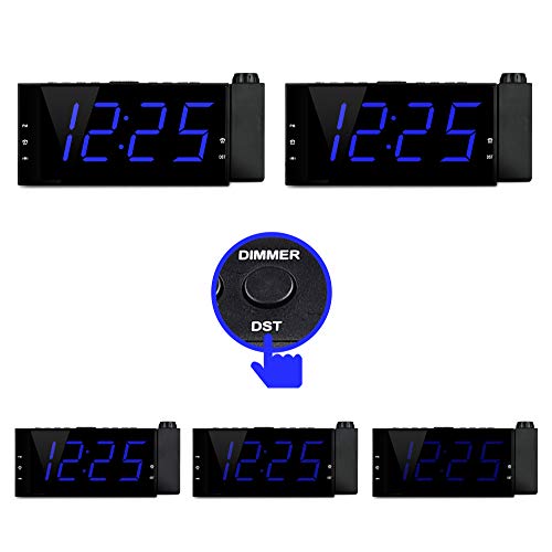 OnLyee Projection Ceiling Wall Clock Bed Shaker, 7" LED Digital Desk/Shelf Clock Dimmer, USB Charging, AC Powered Battery Backup Bedroom, Kitchen, Kids - Thumbnail 3
