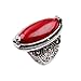 Fashion Ring,18K White Gold Plated Cubic Zirconia Ring with Red Synthetic-Turquoise Stone