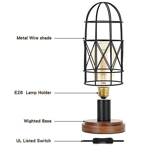 HAITRAL Industrial Table Lamp, E26 Edison Vintage Desk Lamp with Metal