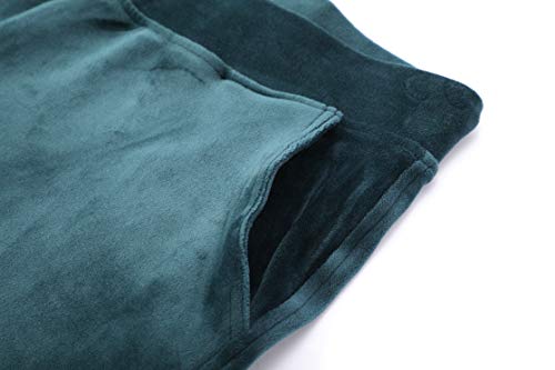 Dolcevida Women's Active Solid Velour Tracksuit Zip up Hoodie & Pullover Sweatshirts and Sweat Pant Sweatsuit (Green, M)