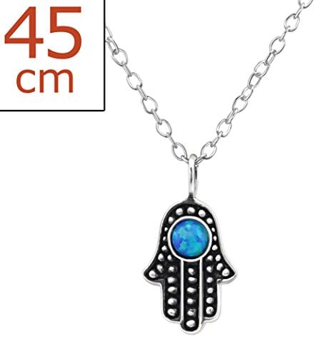 Best Wing Jewelry .925 Sterling Silver "Hamsa /w Created-Opal" Pendant Necklace