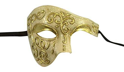 Mens phantom of the opera masquerade mask - gold lining