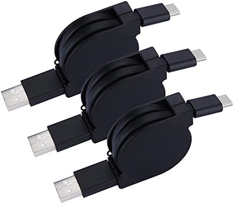 Retractable USB C Cable, Ououdee 3 Pack High Speed 3FT USB Male A to Type C Charger Cable for Samsung Galaxy S8, S8 Plus, MacBook, LG G6 G5 V20, Nexus 6P, Google Pixel XL, HTC 10, One Plus 2 and more