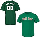Green Boston Red Sox CUSTOM (Any Name/# on Back) or Blank Back MLB Licensed Replica Baseball Jersey 100% Cotton Crewneck T-Shirt