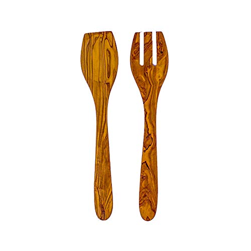 Benera Olive Wood Salad Servers Set of 2 Approx. 30 cm Mediterranean