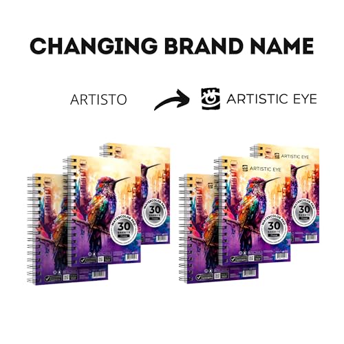 ARTISTIC EYE 5.5x8.5 Premium Watercolor Pads, Pack of 3 (90 Sheets), Spiral Bound, 140lb (300gsm), Acid-Free Paper, Perfect for Most Wet & Dry Media, Ideal for Beginners, Artists & Professionals