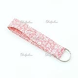 Sakura Print Wristlet Fabric Lanyard Key Fob Key Chain for ID Badge Holder / Key / purse (Pink)
