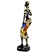 Novelty Statue African Figurine Sculpture Colorful Dress Standing Lady Figurine - Best Décor Collectible Art Piece 8.5