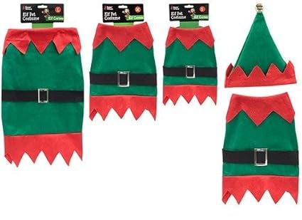 Elf Hundekostüm - Weihnachten Pet Anzug - Elf Kostüm für Haustiere - Größe Medium 40cm