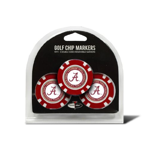 Set of 3 Alabama Crimson Tide Poker Chips with removable Golf Ball Markers by Team Golf