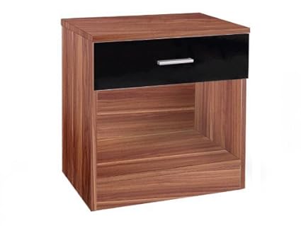 High Gloss Black Walnut Bedside Cabinet Ottawa Caspian Supreme
