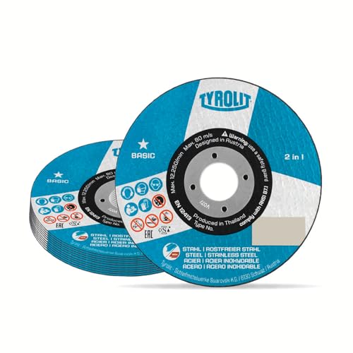 TYROLIT Lot de 25 disques à tronçonner 2 en 1 pour acier inoxydable 230 x 3,0 x 22,23 mm