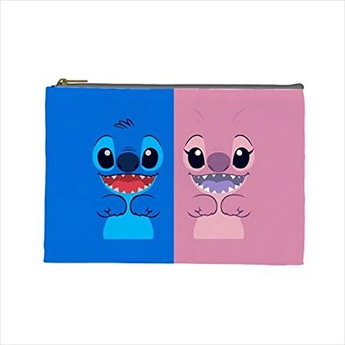 Stitch and Angel Kid Cartoon Cosmetic Bag Pencil Bag Stationary Bag Zipper Case (L)
