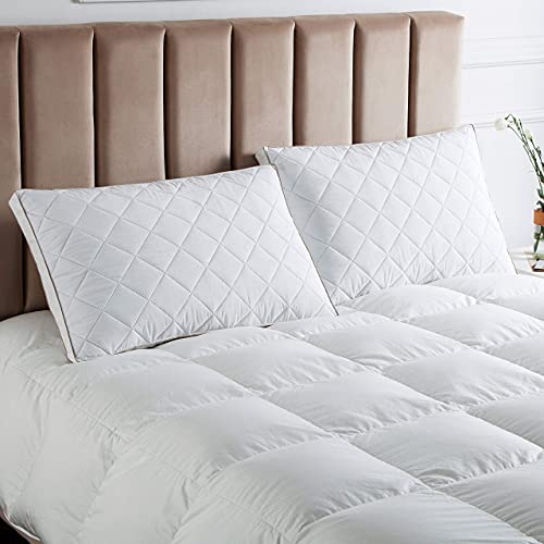 puredown Natural Goose Down Feather Pillows for Sleeping Gusseted Down