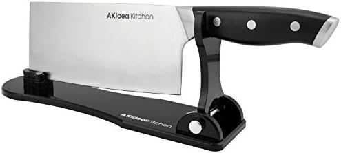 AKIdealKitchen 7 Inch Cleaver with Stand - Butcher Knife - Stainless Steel Sharp Edge - Cutting Mincing Slicing Dicing - Multipurpose Use for Kitchen or Restaurant