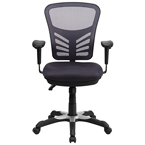 Flash Furniture Mid-Back Dark Gray Mesh Multifunction Executive Swivel Chair with Adjustable Arms