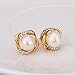 CosyBuy Jewelry 18K Gold Plated Earing with Dangle Hoop Golden Zircon Twist Pearl