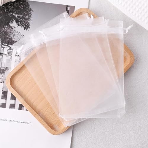 Dahi 50 x Organza Bags 15 x 20 cm White Organza Gift Bags for Weddings, Festivals, Parties, Gifts, Christmas