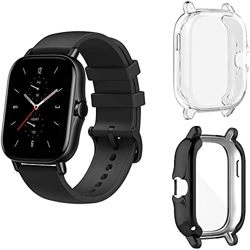 SeNool [2 Pack Soft TPU Protective Case Compatible with Amazfit GTS 2e / Amazfit GTS 2, Full Around Protection Cover, Flexible TPU Anti-Scratch Bumper
