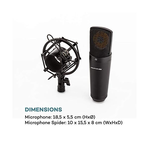 auna MIC-920B - USB Kondensator-Mikrofon, Nierencharakteristik, Metallgehäuse, Frequenzbereich: 30 Hz - 18 kHz, 22 mm… – Bild 7