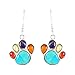Dog Paw Earrings in Sterling Silver Genuine Turquoise & Gemstones (Multi)