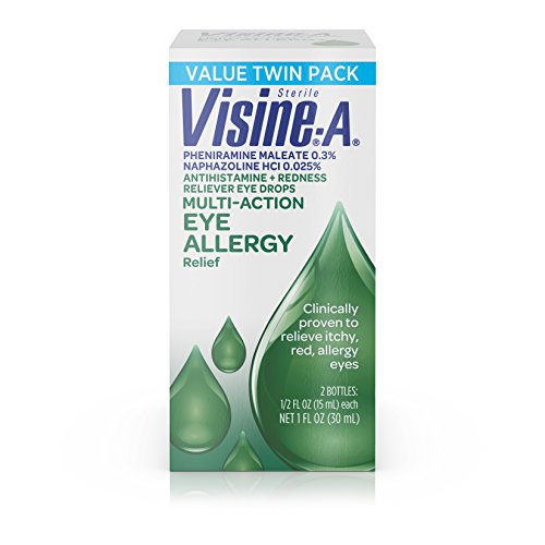 Visine -A Antihistamine + Redness Multi-Action Eye Allergy Reliever Eye Drops.5 fl. oz, (Pack of 2)