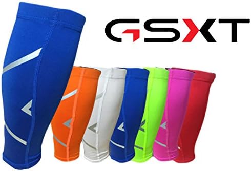 GSXT Calf Compression Sleeves For Men &amp; Women - Leg And Shin Compression Sleeves for Runners, Cyclist - Shin Splint, Blood Circulation And Recovery Aid (1 Pair) (Medium, Blue)