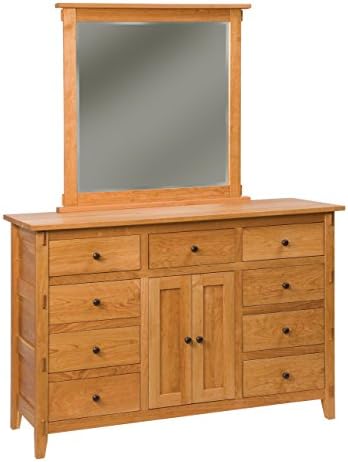 Amish Heirlooms Solid Oak Bungalow Dresser with 9 Drawer &amp; 2 Door, 22" x 63" x 41", Charcoal Finish