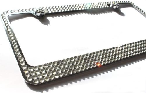 Hotblings4 Row Crystal Made Using High-end Brand Name Crystals Metal Bling License Plate Frame & Matching Caps