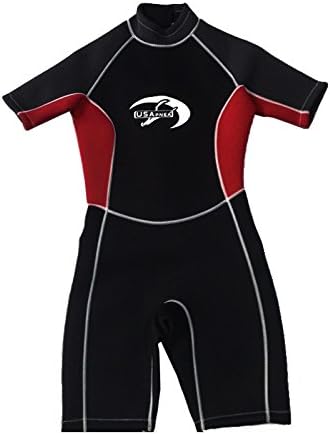 USAPNEA Women's 2mm Shorty Wetsuit, Black/Red