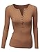 Doublju Long Sleeve Thermal Henley T-Shirt For Women With Plus Size
