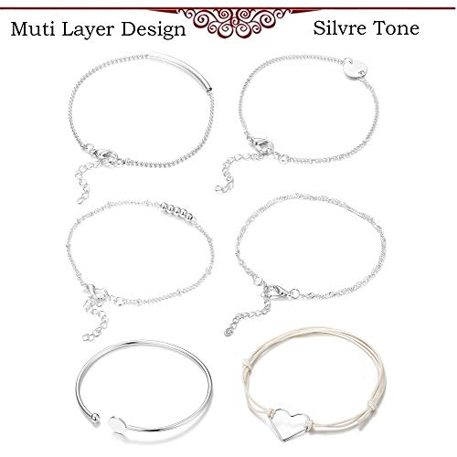 Thunaraz Multilayer Layered Bracelet Set Stackable Wrap Bangle Boho Bracelet Adjustable