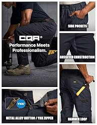 CQR Men's Flex Ripstop Work Pants, Water Resistant