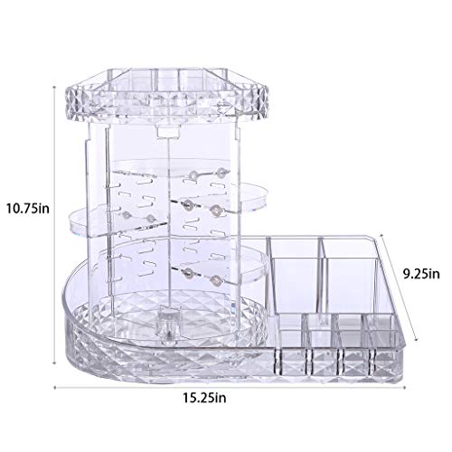 Sinwo Rotating Makeup Organizer DIY Adjustable Carousel Spinning Holder Storage Rack Cosmetics Organizer Box -Ship from USA (Clear) - Thumbnail 4