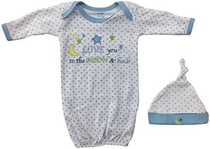 Mon Cheri Baby Baby Boys' "To the Moon" Nightgown &amp; Cap Gift Set PREEMIE (PREEMIE)