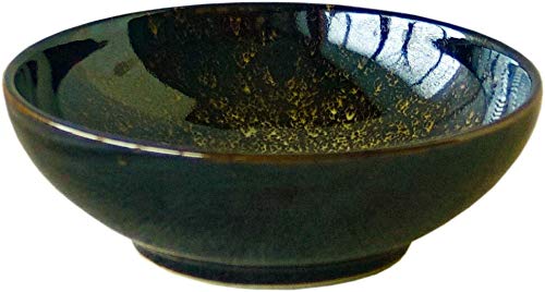 Japanese Mino-yaki Ceramic Donburi Bowl, Large Size for Ramen, Rice, Soup, Made in Japan, 15cm, Wabisabi Classic, Black Constellation