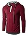 Hengta Men's Hooded Shirts Casual Long Sleeve T Shirt Hoodies Wine Red M