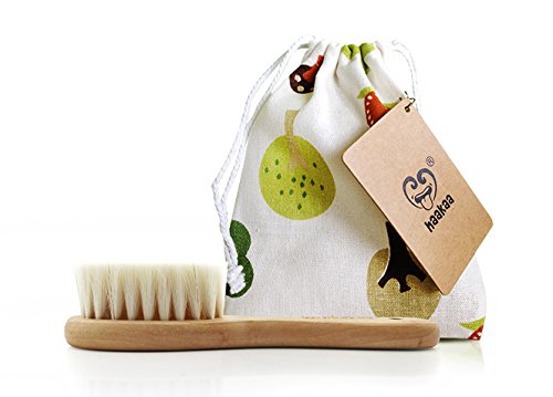 Haakaa wooden baby hairbrush with natural goat wool bri…