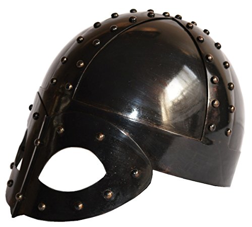 SA International Black Antique Finish Ancient Medieval Viking Mask Unique Helmet W/Liner & Chin Strap For Man-Christmas Gift