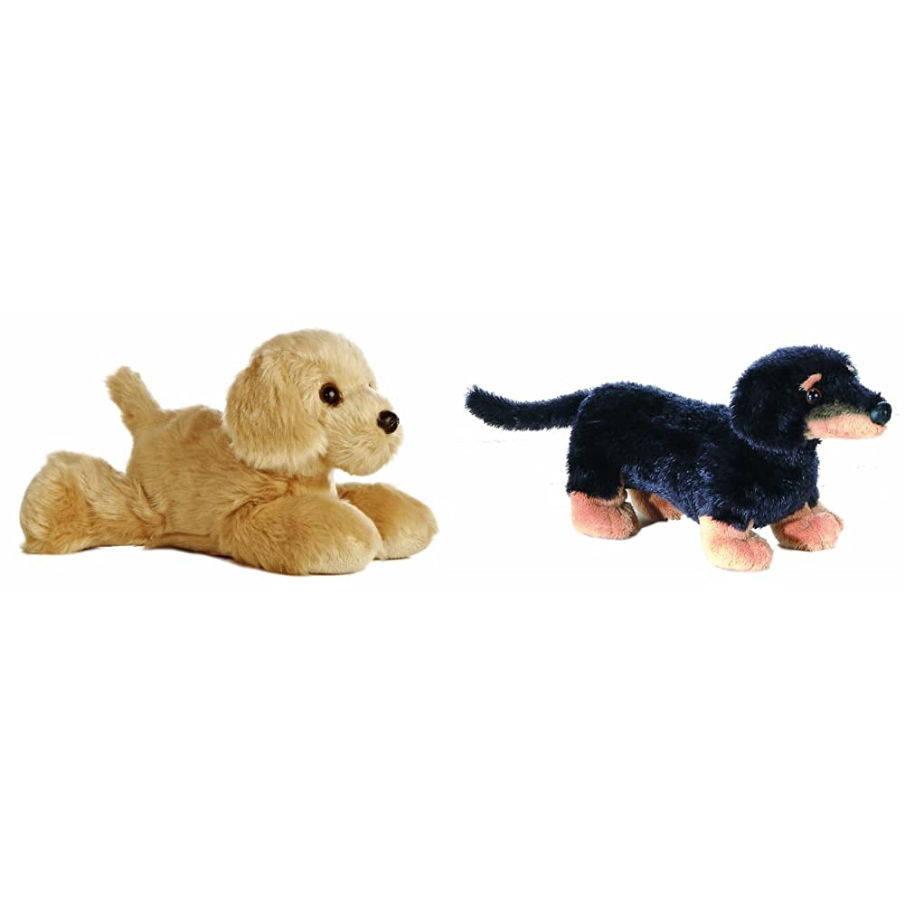 AURORA World 31294 Mini Flopsie Golden Retriever Plush Toy & 8-inch Flopsie Dachshund