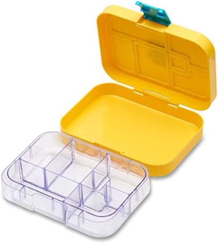 Leakproof Bento Box with Removable 6 Section Tray | Nontoxic, Easy to Clean, for Kids &amp; Adults | 16 Bonus Lunchbox Notes by Three Squares, (Sunflower Yellow)
