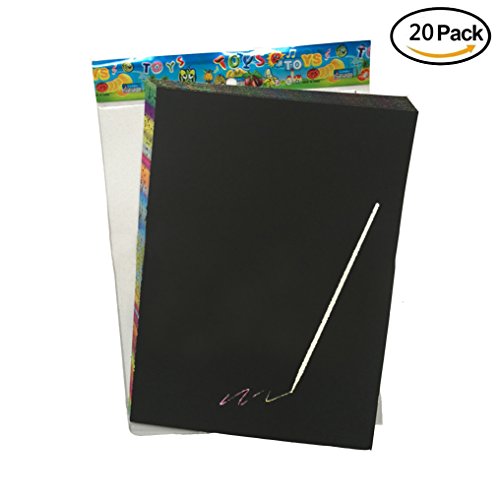 Scratch And Sketch Art Rainbow Papers With Three Stylus Tools, Magic Color Scratch Paper, Kids Arts And Crafts, Use Your Imagination Display All Kinds Of DIY Works( 20 Pack )