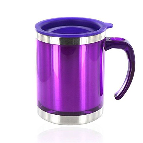 Generic Purple 450ml Insulated Stainless Steel Travel Mug Thermos Travel Mug Coffee Tea Cup