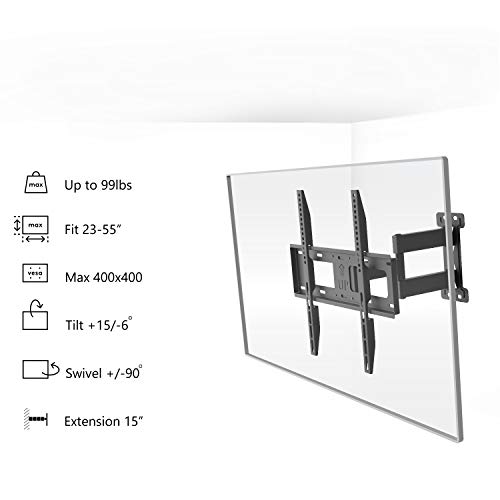 WALI TV Wall Mount Bracket Full Motion Articulating Extend Arm for Most
