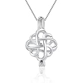 LGSY Celtic Knot Twisted Cage Pendants for Pearl Jewelry Making Sterling Silver, Design Cage Pendants for Women