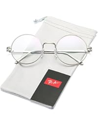 Pro Acme Retro Round Metal Frame Clear Lens Glasses Non-Prescription(Silver Frame/Clear Lens)