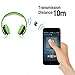 Excelvan Folding Wireless Bluetooth LED Stereo Headphones Adjustable Headsets, FM Radio/ TF Card for iPhone All Android Smartphones PC Laptop MP3/MP4 Tablet Earphones,Green