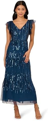 beaded ruffle midi dress Sleeveless Floral Beaded Embroidery Ruffle Midi Dress In Elegant Sky Multi