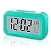 GLOUE Battery Operated Cordless Digital Alarm Clock Smart Sensor Night Light, Date, Snooze, Temperature, 12/24Hr switchable, Simple Operation, for Kids/Heavy Sleepers/Bedroom/Travel (Blue)